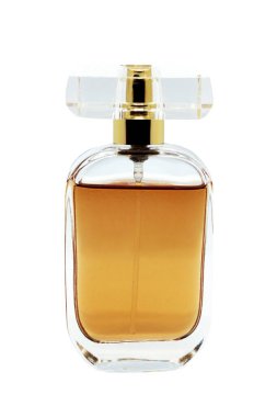 Beyaz arka planda güzel bir parfüm şişesi