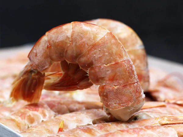 Langoustines Frescos Congelados Crudos Tan Cerca Comida — Foto de Stock