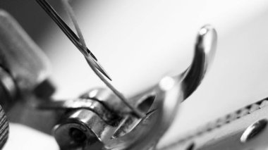 Dikiş makinesi, siyah beyaz resim, makro nesne