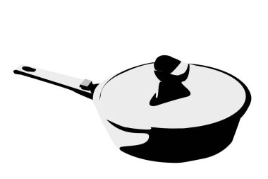 Kızartma ve tava kapağı beyaz arkaplanda izole