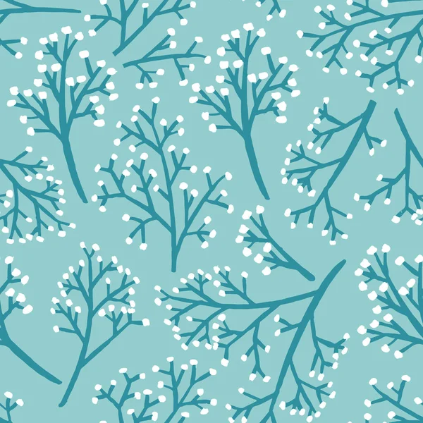 Teal blauw wilde bloemen patroon herhalen stof print achtergrond — Stockvector