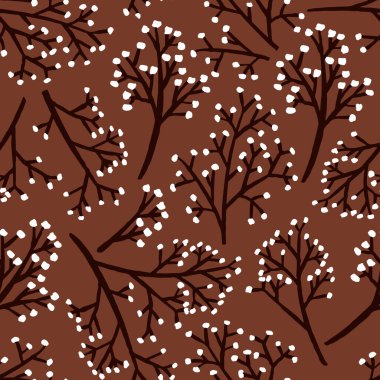 Vahşi çiçek desenleri kahverengi kumaş desenini tekrarla