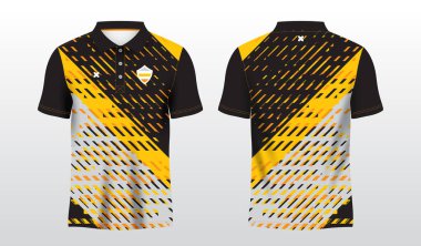 Polo spor tişörtü süsleme şablonu için sarı ve siyah soyut arkaplan