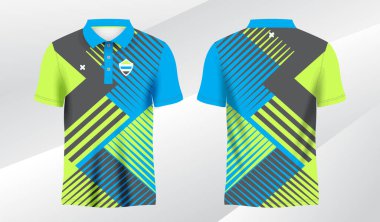 Mavi yeşil polo tişört süsleme forması şablonu