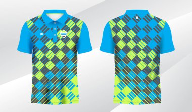 Mavi yeşil polo tişört süsleme forması şablonu