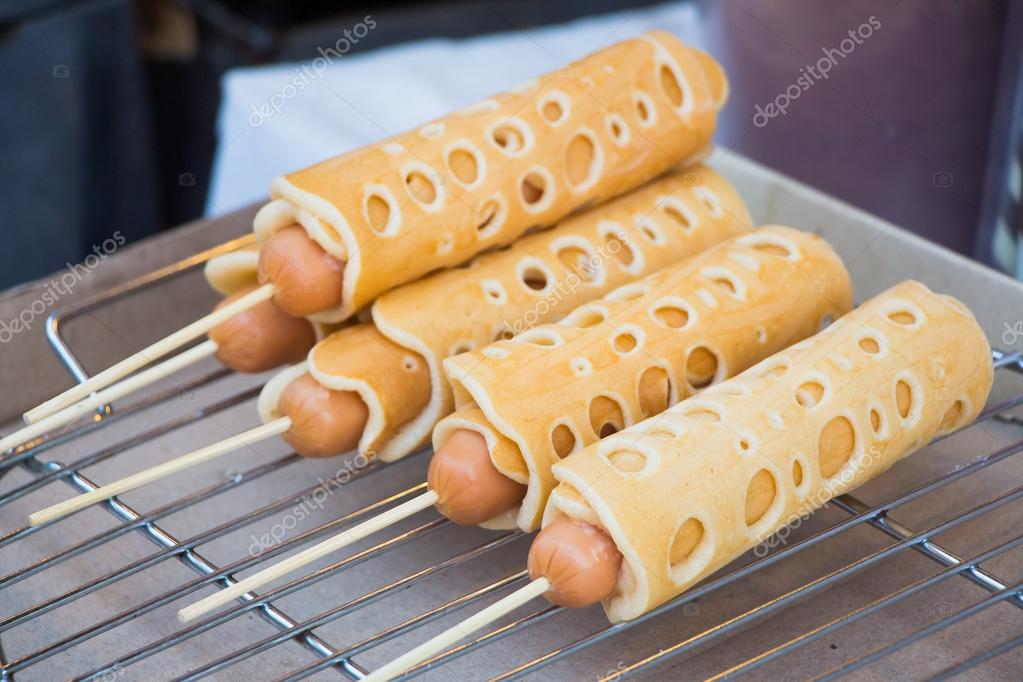 Sausage In Pancake Thai Street Food Stock Photo C Naviya 101144414