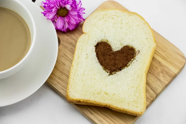 Bread with chocolate heart shape