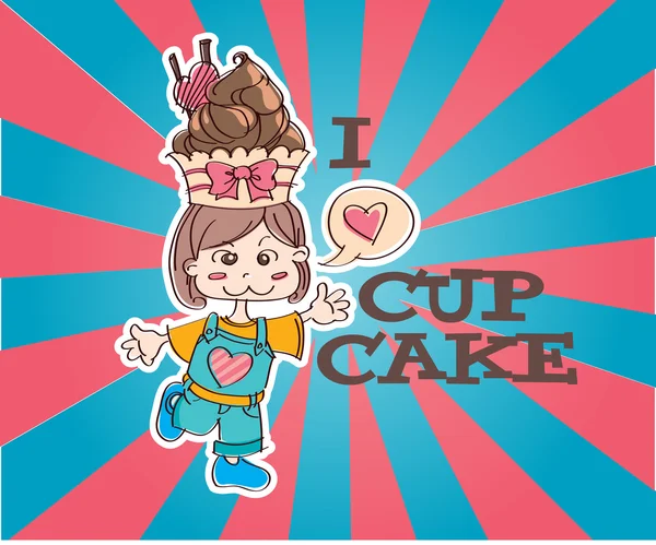 Cupcake senhora esboço — Vetor de Stock