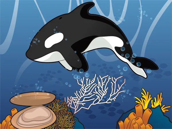 Balena assassina sotto il mare — Vettoriale Stock
