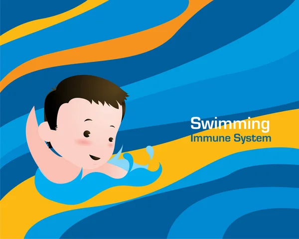 Little Kid Swimming — Stock Vector