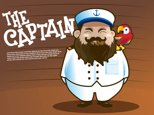Capitão marinho com papagaio — Vetor de Stock