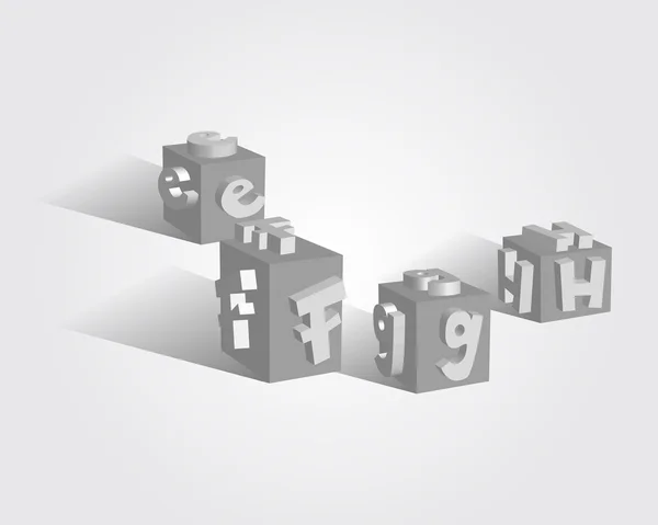 3d 재미와 귀여운 큐브 글꼴 — 스톡 벡터