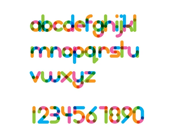 Overlappende kleurrijke afgerond lijn lettertype — Stockvector