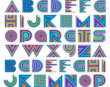 Renkli grafik alfabe seti