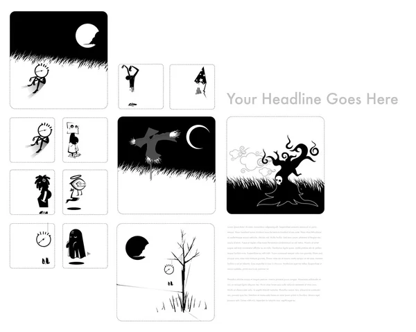 Monocrome characters design template — Stock Photo, Image