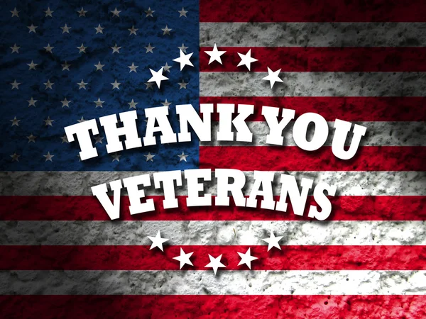Спасибо ветеранам карты с американским флагом гранж стиле фона — стоковое фото