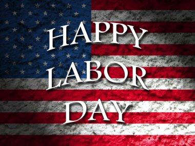 Amerikan bayrağı grunge tarzı arka plan ile mutlu İşçi Bayramı ABD tebrik kartı