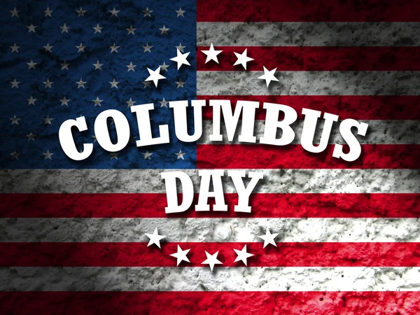 Columbus Day ΗΠΑ κάρτα με αμερικανική σημαία grunge στυλ φόντου — Φωτογραφία Αρχείου