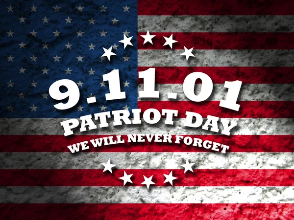 America Patriot Day - september 11 2001 card with american flag grunge style background — Stock Photo, Image