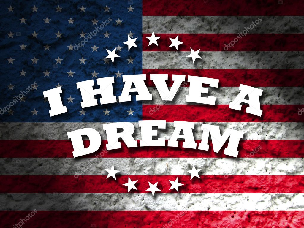 Martin Luther King Jr. Day, I have a dream card with american flag grunge background