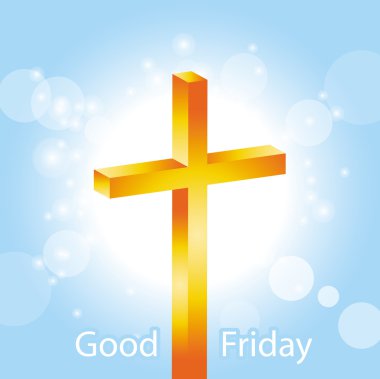 Mavi gökyüzü ile metin Good Friday bayrak üzerinde çapraz