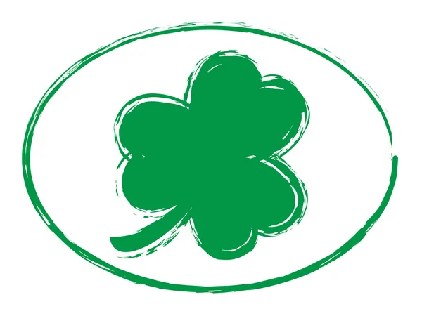 Zielony liść koniczyny Grunge stempel styl Symbol 1 — Wektor stockowy