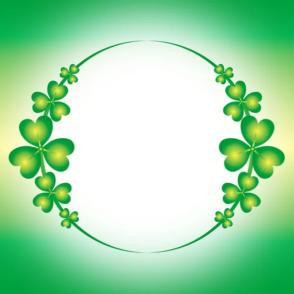 Trébol verde primavera en borde verde y blanco 2 — Vector de stock