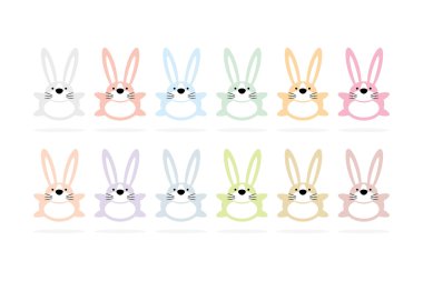 On iki renkli Paskalya tavşanları arka plan kümesi