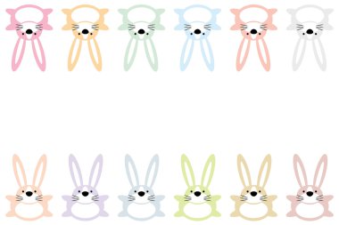 On iki renkli Paskalya tavşanları arka plan 1 set