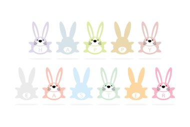 Mutlu Paskalya tebrik kartı 1 tavşanlı