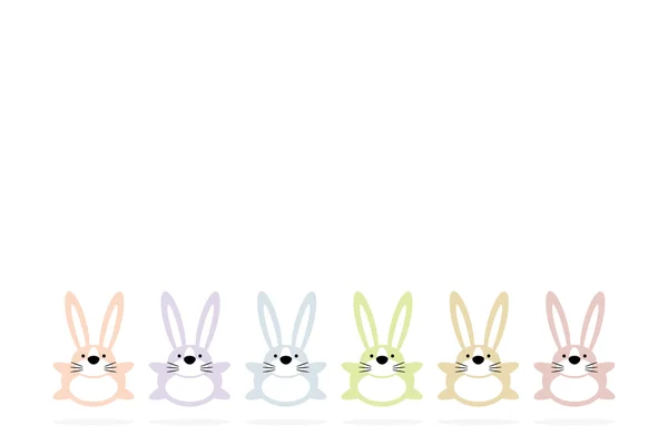 Uppsättning av sex färgglad påsk kaniner bakgrund 1 — Stock vektor