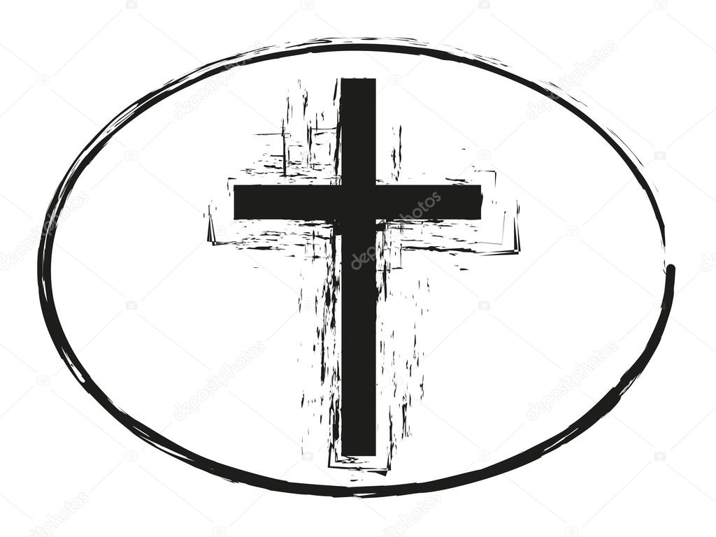 Black grunge easter cross christian stamp style symbol