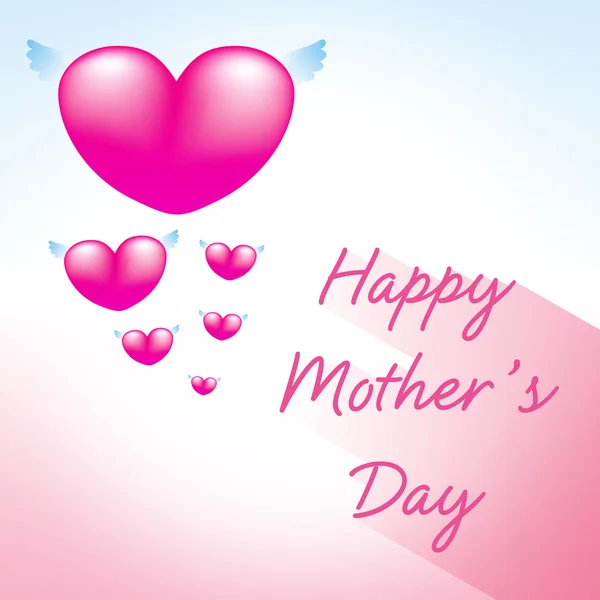 Feliz dia das mães cartão de saudação com coração rosa 3 — Vetor de Stock