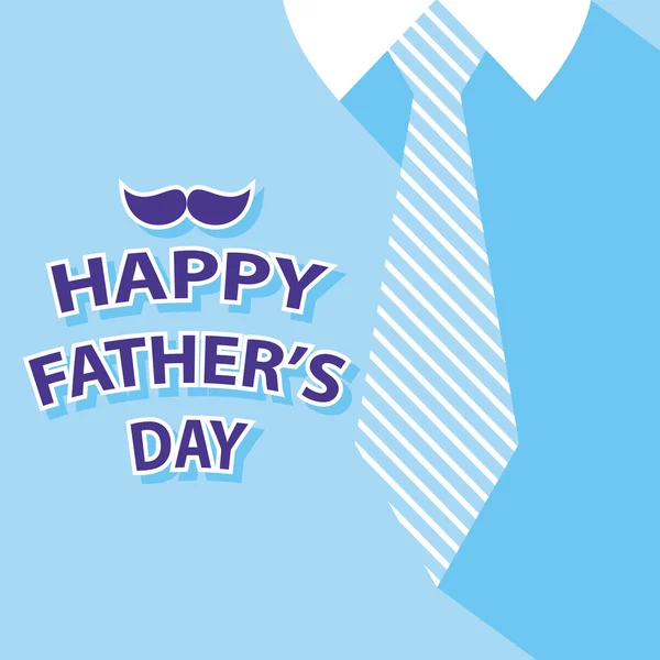 Happy fathers day card on tie and blue shirt background 2 — Stock Vector