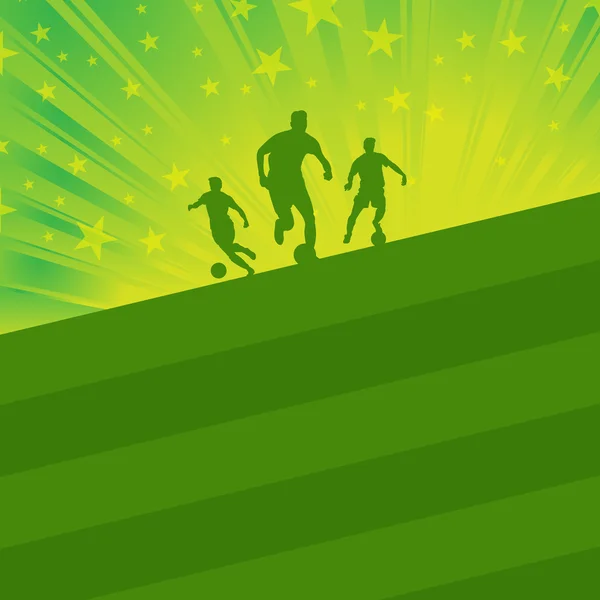 Fondo de fútbol - jugador de fútbol y pelota en el campo verde — Archivo Imágenes Vectoriales