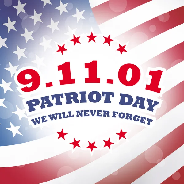 美国爱国者日-2001 年 9 月 11 日与美国国旗背景横幅 — 图库照片