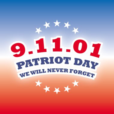 Amerika vatanseverlik günü - kırmızı ve mavi arka plan afiş 11 Eylül 2001