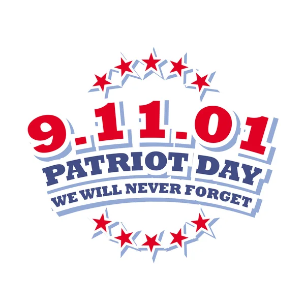 День американского патриота - 11 сентября 2001 года логотип изолирован на белом фоне — стоковый вектор