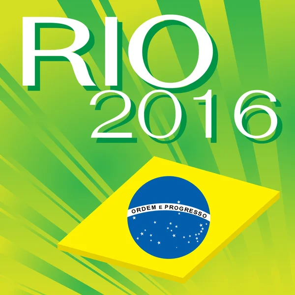 Brésil 2016 Bannière des Jeux Olympiques de Rio de Janeiro aux couleurs abstraites du drapeau brésilien — Image vectorielle