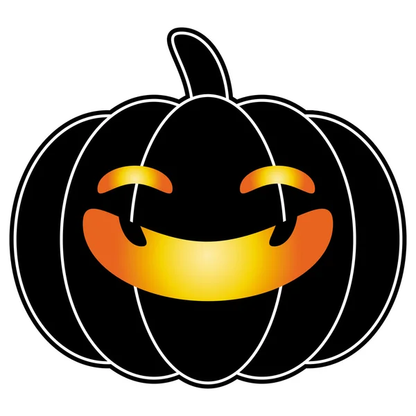 Halloween abóbora logotipo dos desenhos animados preto isolado no fundo branco, ilustração vetorial — Vetor de Stock