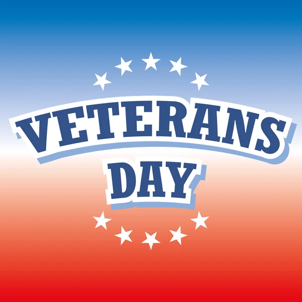 Banner Veterans Day USA sobre fondo rojo y azul, ilustración vectorial — Vector de stock