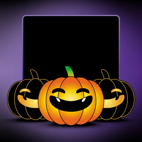 Fondo de calabaza de Halloween, marco y borde, ilustración vectorial — Vector de stock