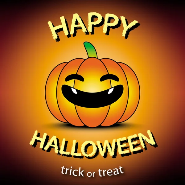 Feliz cartão de saudação halloween com fundo laranja abóbora, ilustração vetorial — Vetor de Stock