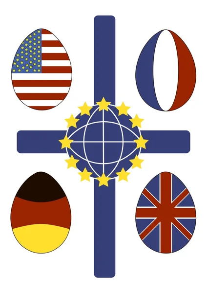 Bandera de Pascua y huevos — Archivo Imágenes Vectoriales