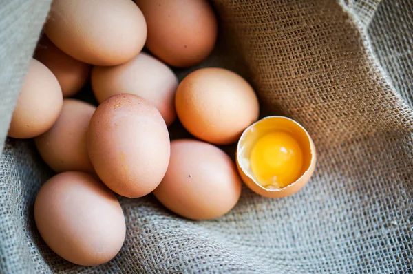 Farm raised brown chicken eggs