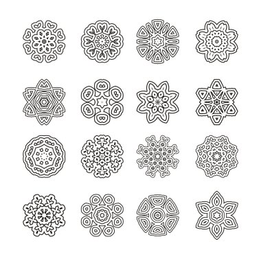 Vektör mandalalar. Süsleme seti yuvarlak