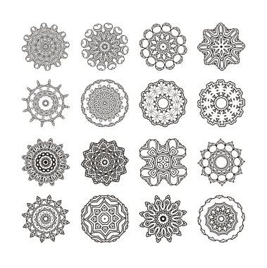 Mandala ayarlayın. Yuvarlak süsleme.