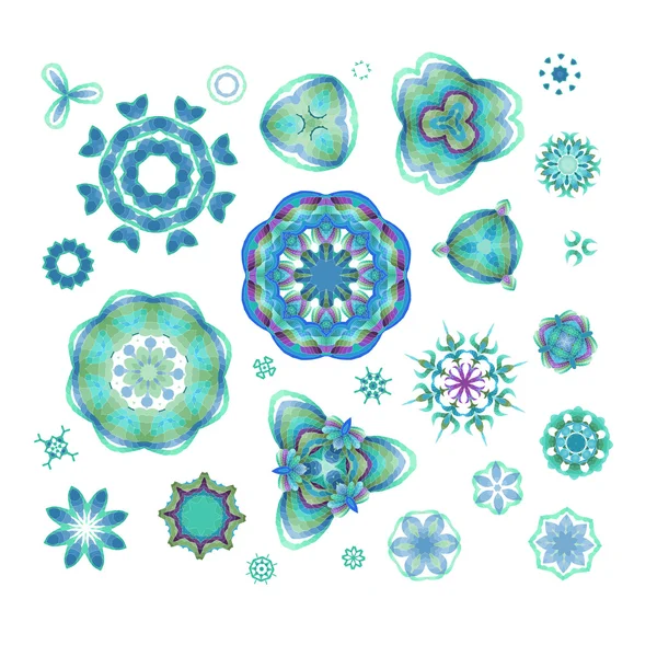 Juego de mandala vector azul . — Vector de stock