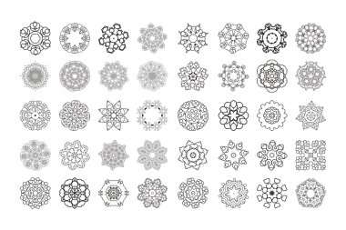 Dairesel deseni kümesi. Yuvarlak süsleme. 