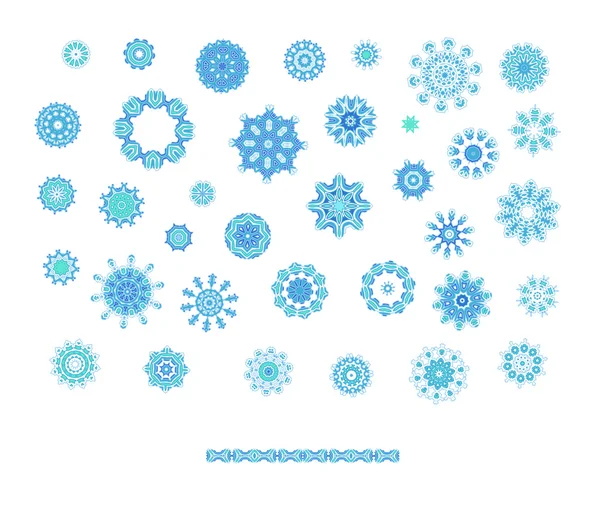 Ensemble mandala vecteur bleu . — Image vectorielle